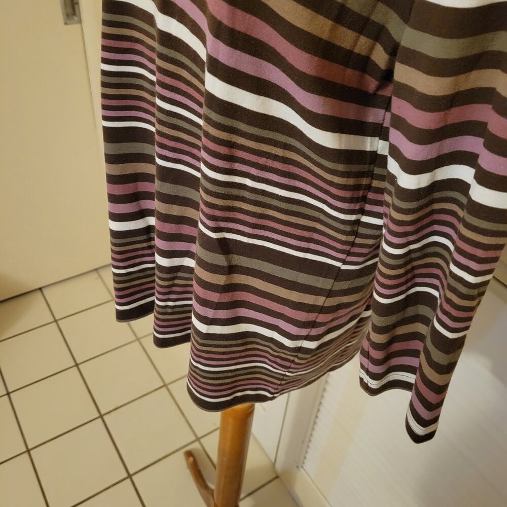 90s Croft & Barrow Striped Tweed Cotton Blend Snap Button Henley Top XL 3/4 Slee - Picture 6 of 8